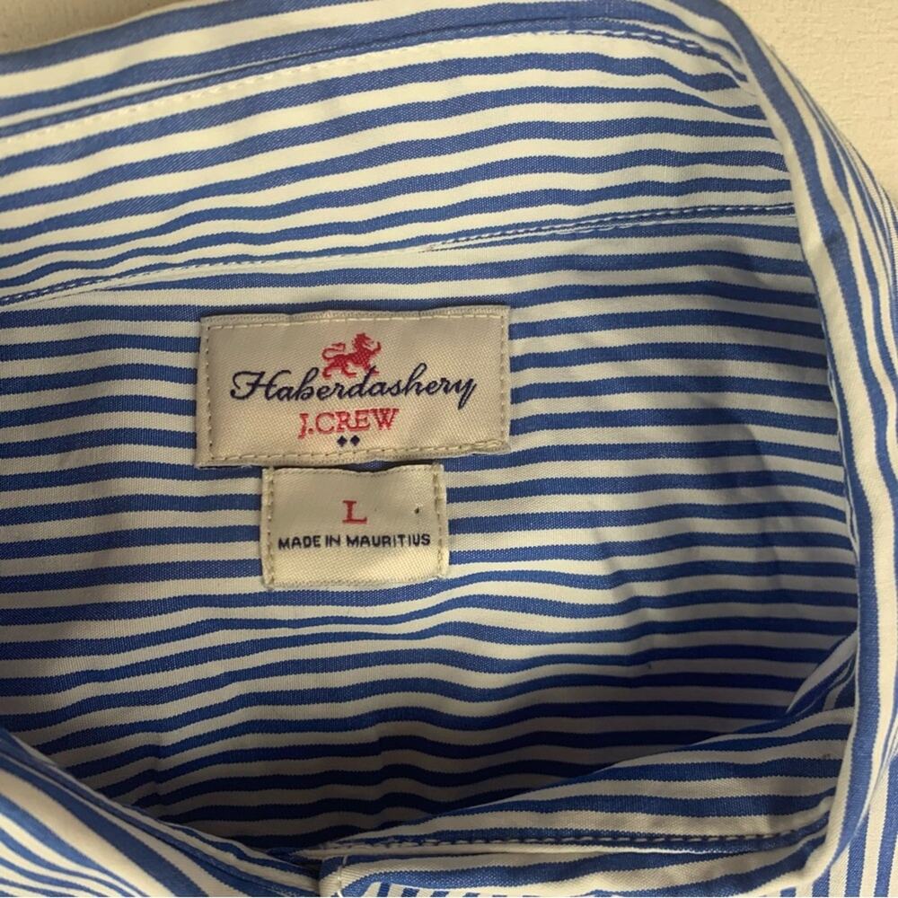 J. Crew women's large Haberdashery Blue white stripe Casual Button Down Shirt - Picture 3 of 9